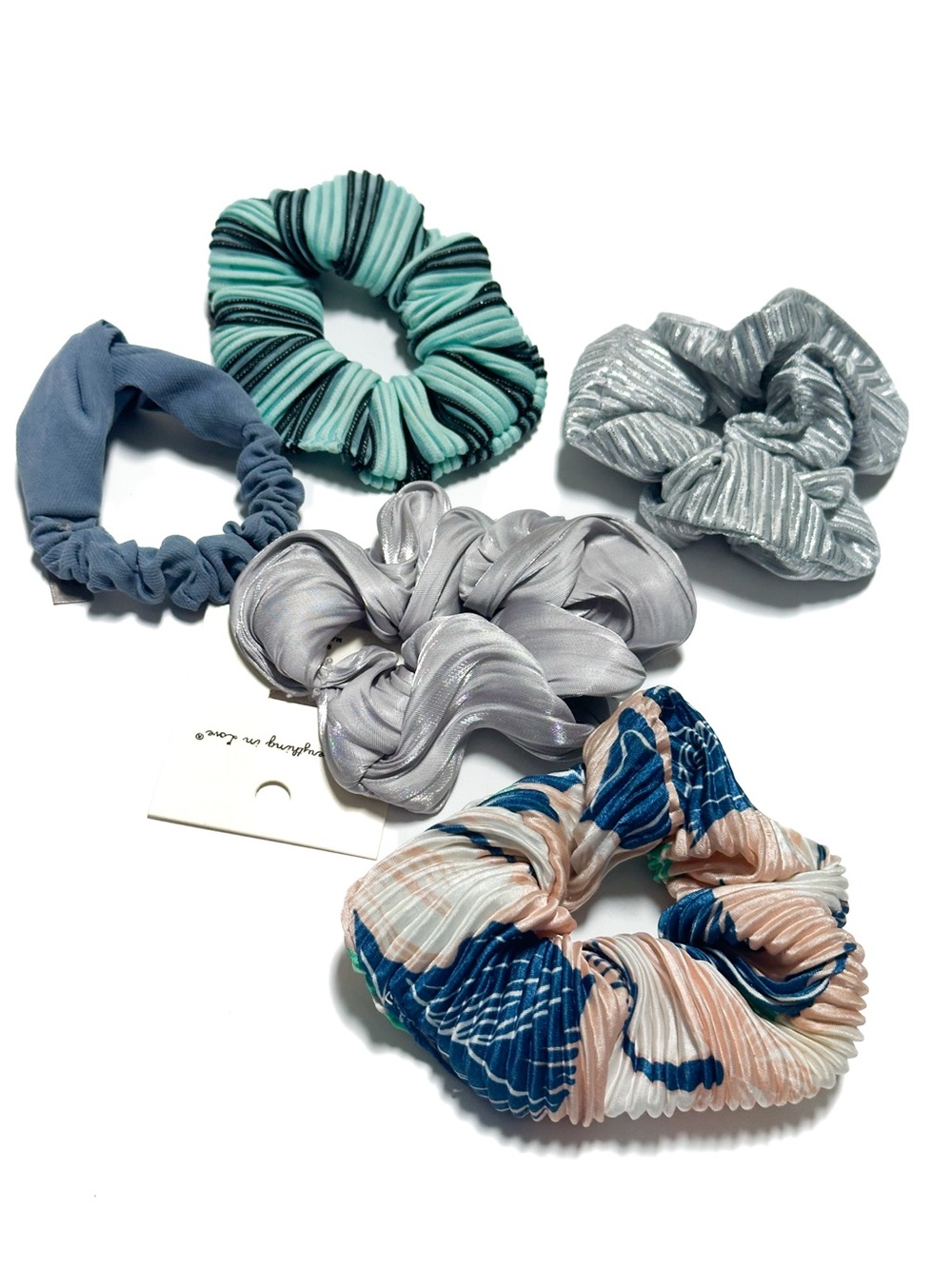 Set of 5 Scrunchies Multicolor Print Textured Hair Accessories Bundle NWT + NWOT